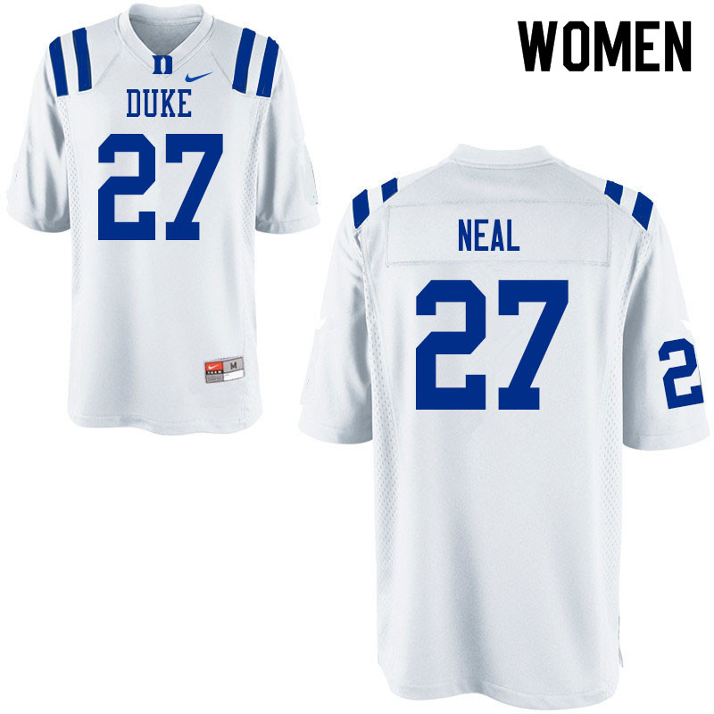 Women #27 Damani Neal Duke Blue Devils College Football Jerseys Sale-White